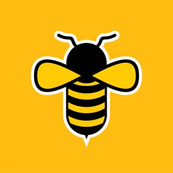 honey bee flat design vector illustration. bee icon. bumblebee logo