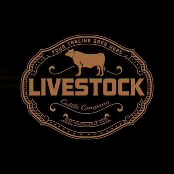 Retro Vintage illustration of Angus Beef Emblem Cattle logo label, Typography vector design stamp