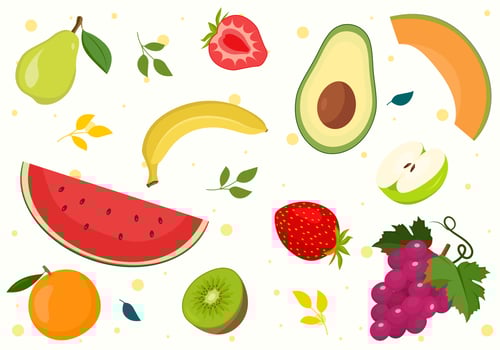 fruits collection flat illustration for digital or printing use vector