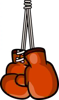 Boxing glove. Fist fight. Extreme sports. Symbol of the strike and a knockout. Sport equipment. Cartoon illustration vector