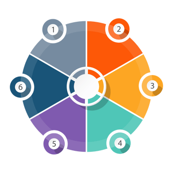 Infographic with 6 steps, process or options. png