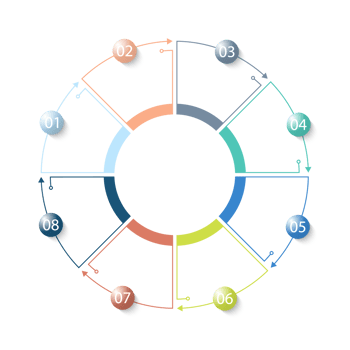 Infographic with 8 steps, process or options. png
