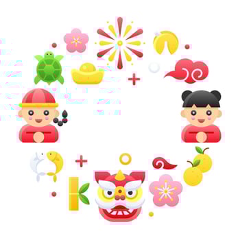 Chinese cartoon elements template vector illustration