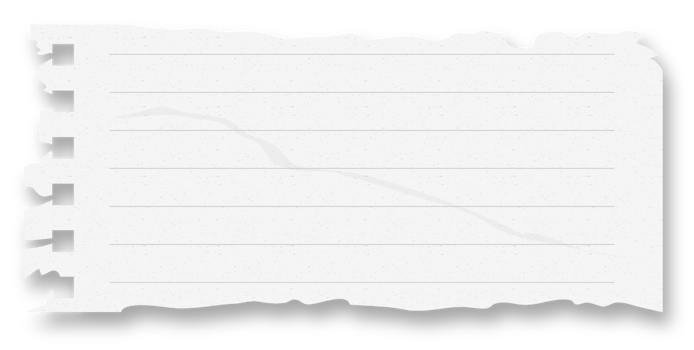 White notebook paper with all edges ripped png