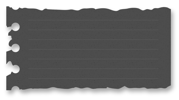 Black notebook paper with all edges ripped png