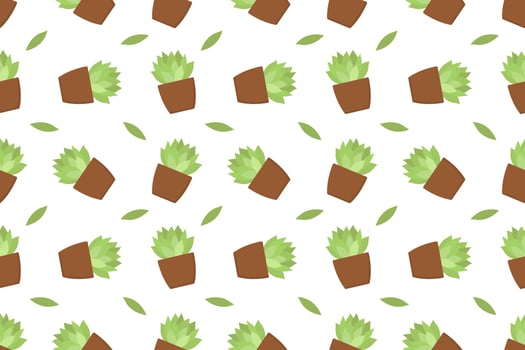 Plant in pot seamless pattern on white background vector design