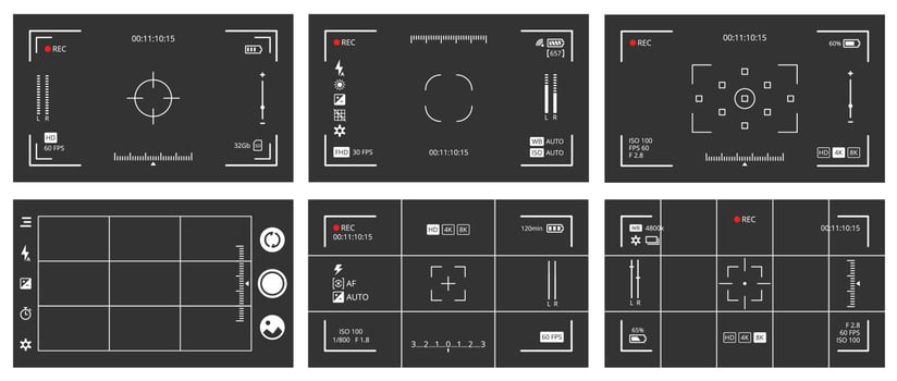 Photo camera viewfinder screen overlay frame vector