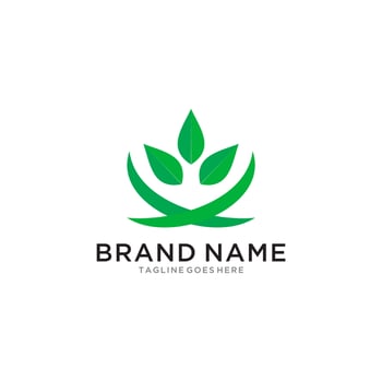 Natural fresh green leaf logo design. vector