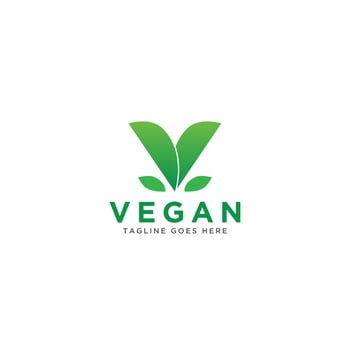 Vegan logo vector. Nature green illustration with leaves for logo, sticker, and label. vector