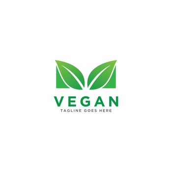 Vegan logo vector. Nature green illustration with leaves for logo, sticker, and label. vector