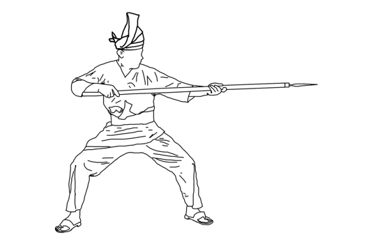 Icon National Nusantara warrior movement pattern with hold spear png