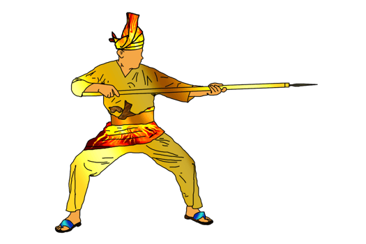 Malay Nusantara warrior movement pattern with hold spear png