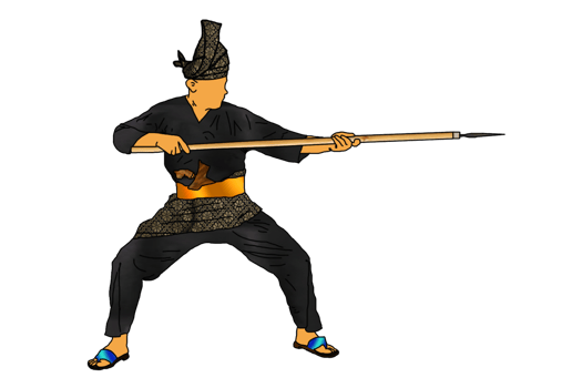Malay Nusantara warrior movement pattern with hold spear png