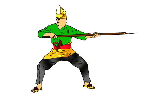 icon Nusantara warrior movement pattern with hold spear png