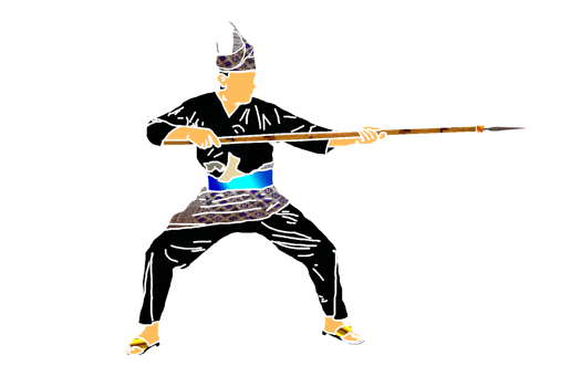 icon Nusantara warrior movement pattern with hold spear png