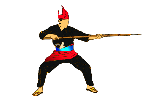 Malay warrior movement pattern with hold spear long range weapon png