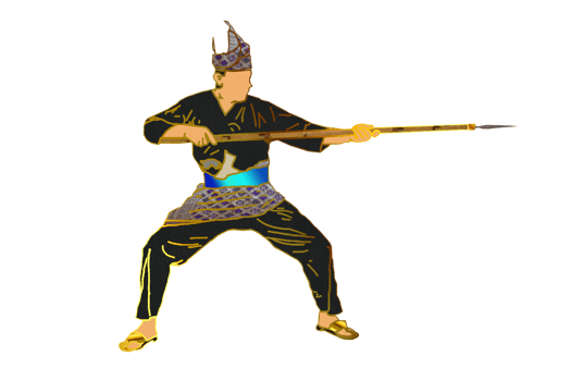 Malay warrior movement pattern with hold spear long range weapon png