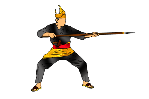 icon Nusantara warrior movement pattern with hold spear png