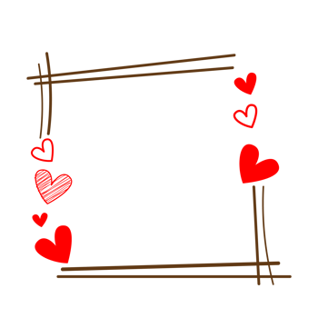 Doodle love frame design png