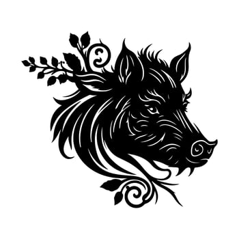 Ornamental wild boar head.  Decorative illustration for logo, emblem, tattoo, embroidery, laser cutting, sublimation. vector