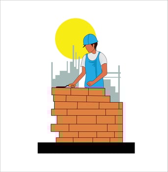 Construction worker vector illustration on white background