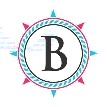 Anchor Logo Design on Letter B Template. Marine Retro Element, Super Yacht icon, Sailing Cruises Badge Logo vector