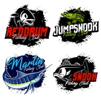 Fishing Logo. Bundle of unique and Fresh fishing logo bundle template. great to use as any fishing company and Product logo. vector