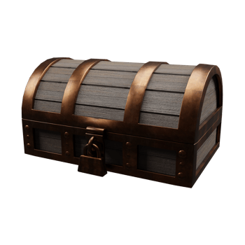 Treasure chest isolated against Old wooden trunk 3d illustration png