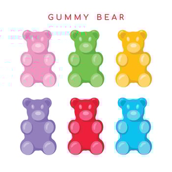 Colorful sweet jelly bears set. Vector illustration