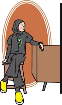 hijab female models in elegant clothes vector