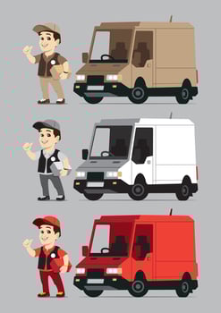 expedition cargo car man with 3 different colours vector