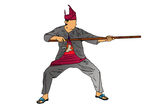 icon pattern man practice Malay martial art with rattan stick png