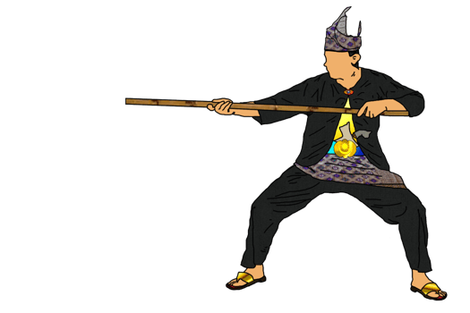 icon pattern man practice Malay martial art with rattan stick png