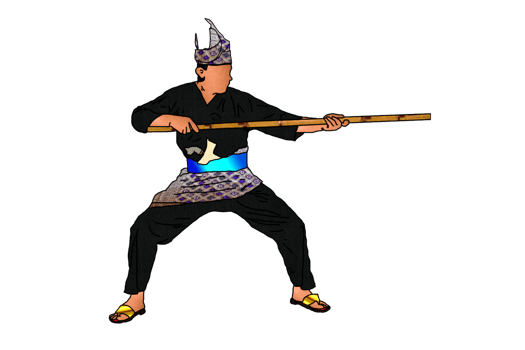 icon pattern man practice Malay martial art with rattan stick png