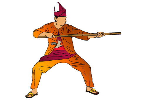 man practice silat with rattan stick png