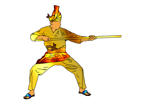 man practice silat with rattan stick - had element gold png