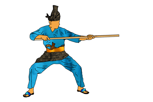 man practice silat with rattan stick png