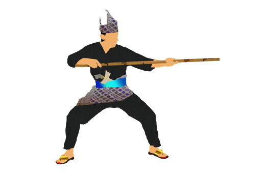 man practice silat with rattan stick png