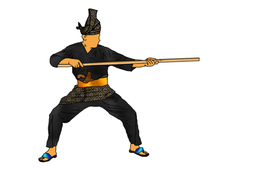 man practice silat with rattan stick png