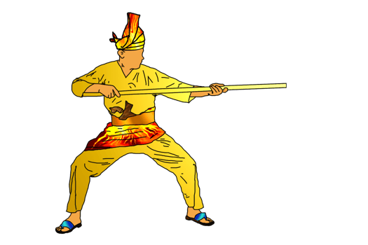 man practice silat with rattan stick - had element gold png