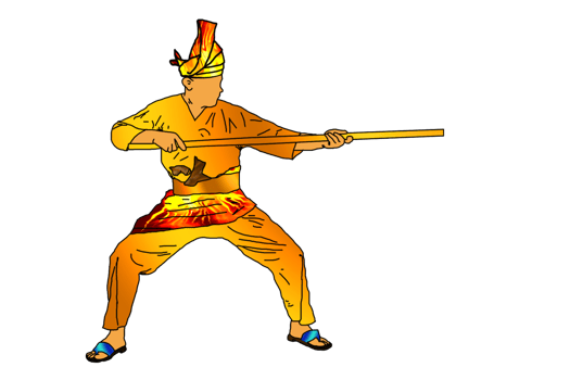 man practice silat with rattan stick - had element gold png