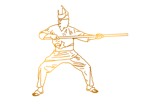 man practice silat with rattan stick - had element gold png