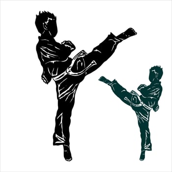 karate kick icon fighter vector