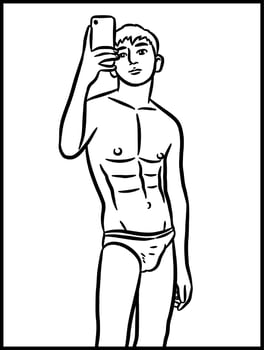 vector illustration of man cartoon for coloring