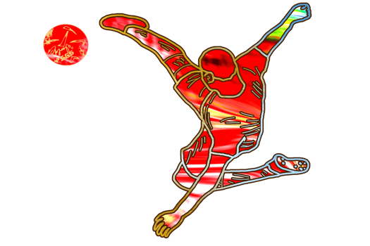 football icon of player jump and doing acrobatic bicycle kicking a ball png