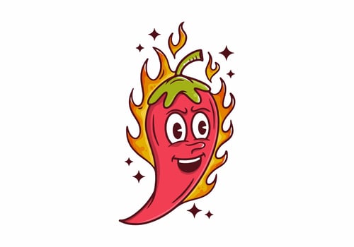 Colorful flat illustration of chili with hot fire vector