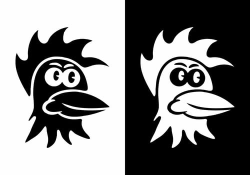 Black and white tattoo design of rooster head vector