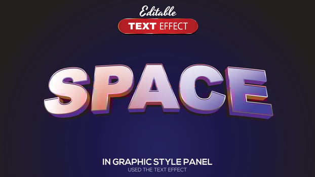 3D editable text effect space theme vector