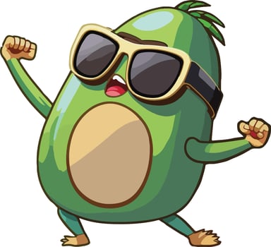 Happy avocado emoji wearing sunglasses vector