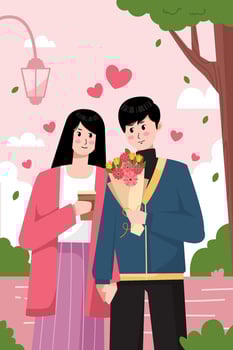 Romantic Young Couple Celebrating Valentine's Day vector